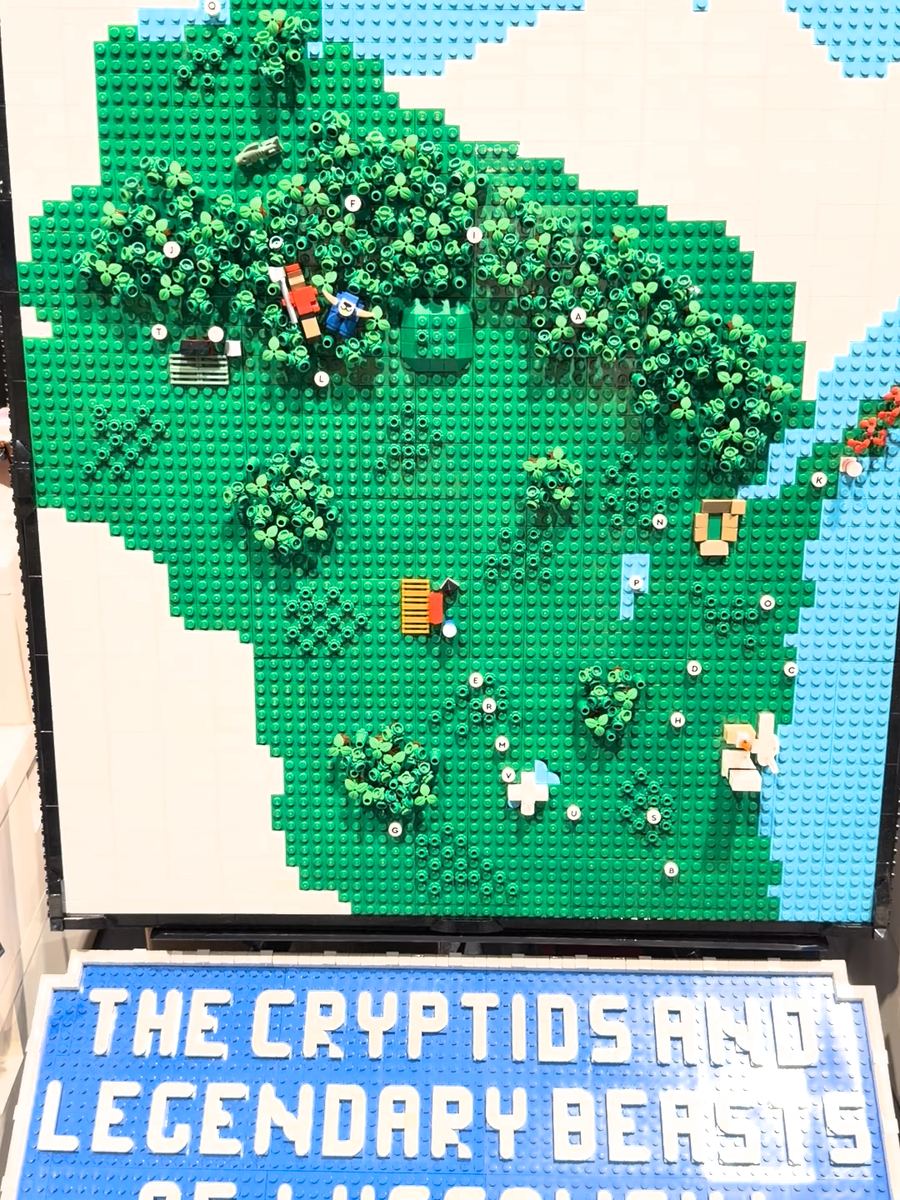 The Cryptids and Legendary Beasts of Wisconsin, a brick-built map of the state by a local builder